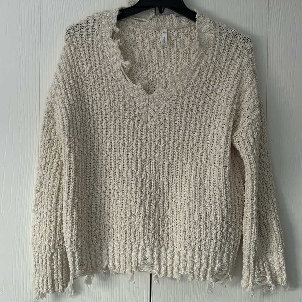 V neck distressed sweater